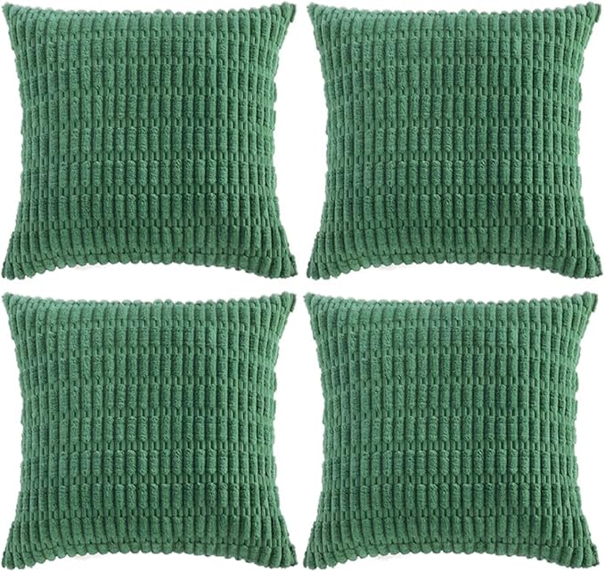 Fancy Homi 4 Packs Decorative Throw Pillow Covers for Living Room Couch Bed, Modern Farmhouse Boho Home Décor Accent Cushion Case, 18" x 18" (Pack of 4), Green