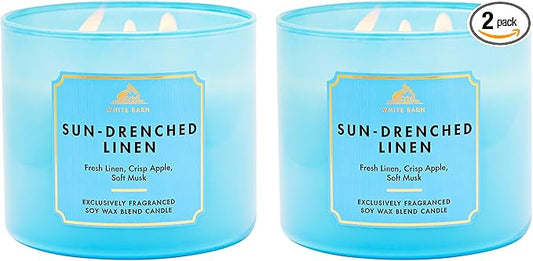 Bath & Body Works Sun-Drenched Linen 3-Wick Candle 2-Pack