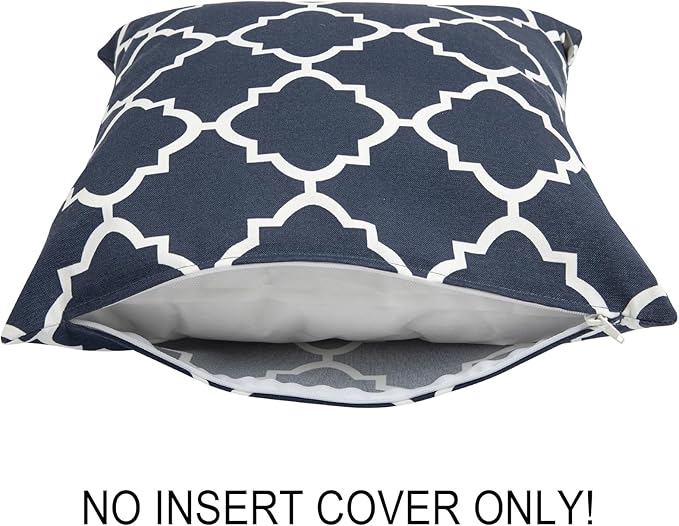 FUNHOME Waterproof Outdoor Throw Pillow Covers Set of 2,Home Decor for Garden Patio Furniture,Couch,Sofa 18 x18 Inch Decorative Pillows Cover Only,NO Insert(Blue Geometry)