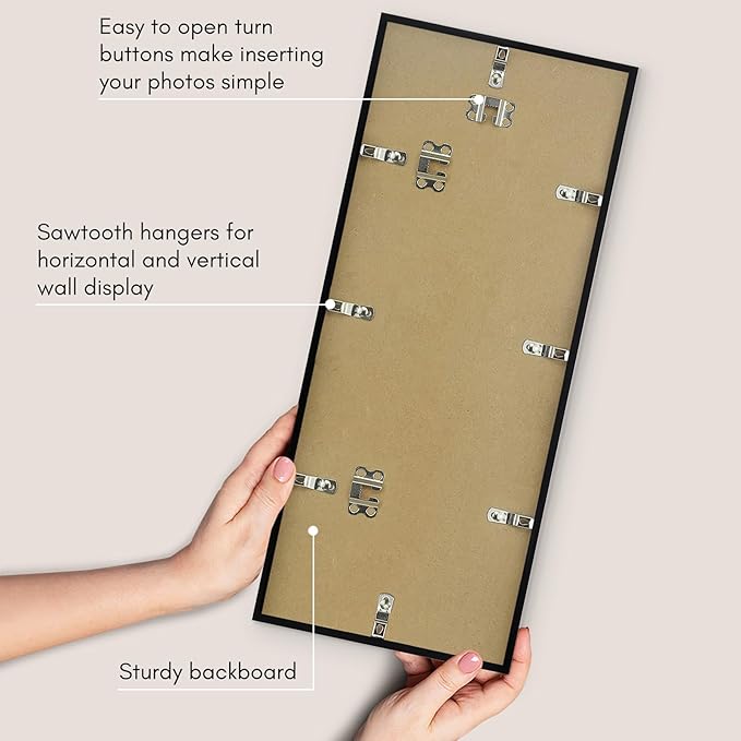 Americanflat 8x20 Picture Frame with Polished Plexiglass - Streamline Collection - Thin Border Picture Frame for Wall Display - Hanging Hardware Included - Black
