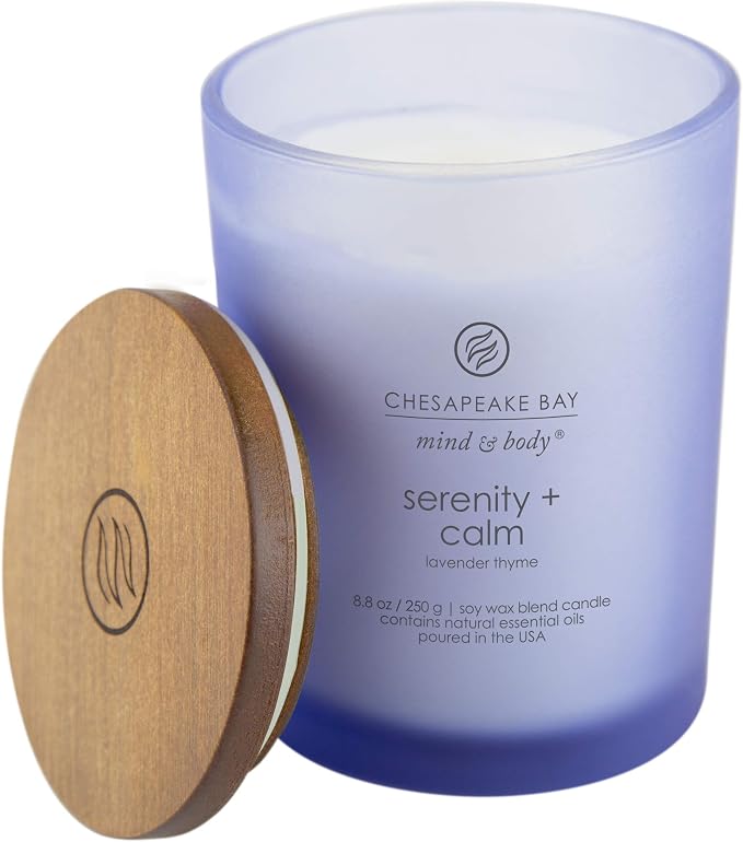 Chesapeake Bay Candle Scented Candles Serenity + Calm (Lavender Thyme) Medium Jar Perfect for Home Decor and Gifting 8.8oz (Pack of 8)