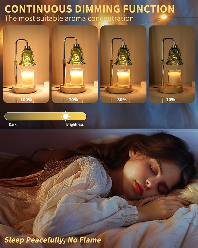 SupBri Tulip Candle Warmer Lamp, Adjustable Height, Dimmable Candle Warmer with Timer, Mom Womens Gifts for Birthday, Unique Home Decor Aesthetic (Green)