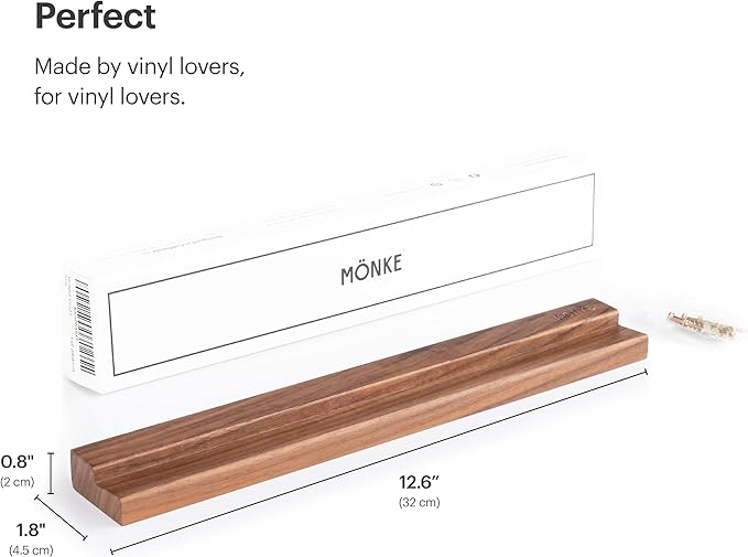 Vinyl Record Shelf - A Display Ledge Made of Solid Walnut - A Wall Mount for Your Favorite or Now-Playing Records -This Vinyl Record Holder Fits All Records (Walnut)