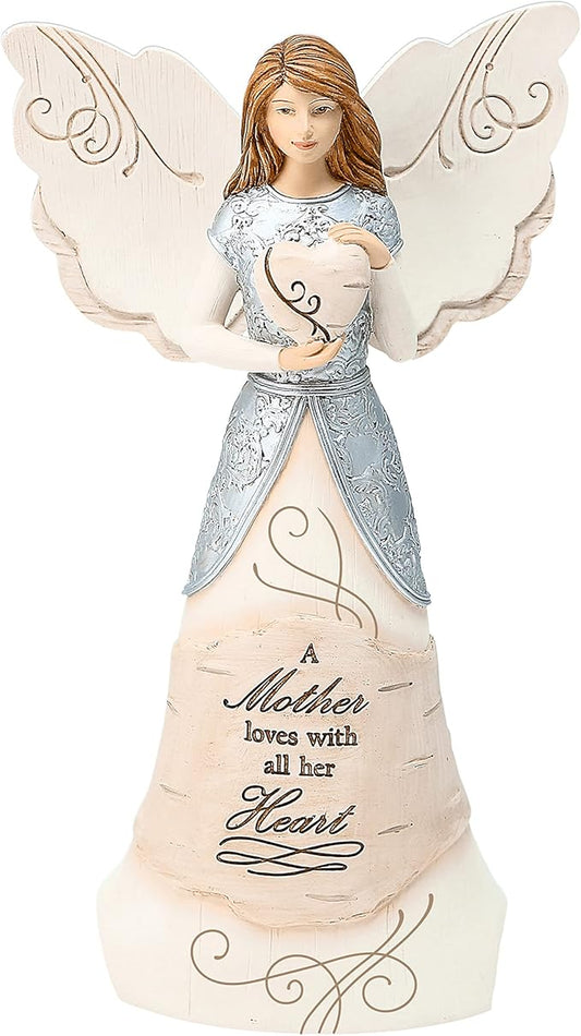 Pavilion-Mother - 8" Angel Holding a Heart,Beige