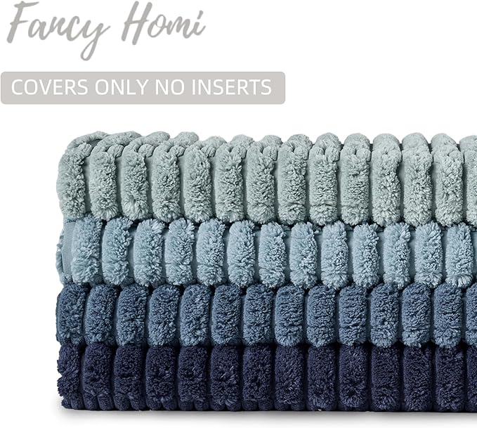 Fancy Homi 4 Packs Decorative Throw Pillow Covers for Living Room Couch Bed, Modern Farmhouse Boho Home Décor Accent Cushion Case, 24" x 12" (Pack of 4), Blue Series