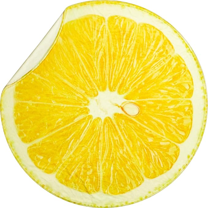 Vessia Food Throw Blanket(60inches, Yellow), Realistic Funny Lemon Blanket for Adults and Kids, 300GSM Novelty Round Fruits Printed Throw for Couch, Sofa, Bed, Fun Home Decor for All Seasons