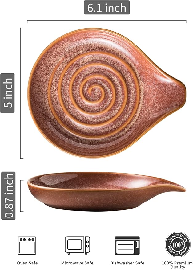 LAUCHUH Spoon Rest for Stove Top, 5" Ceramic Spoon Holder for Kitchen Counter Large Utensil Rest Farmhouse Kitchen Decor for Ladle, Cooking Spoons, Spatula, Tongs, Kiln-Transformed Red