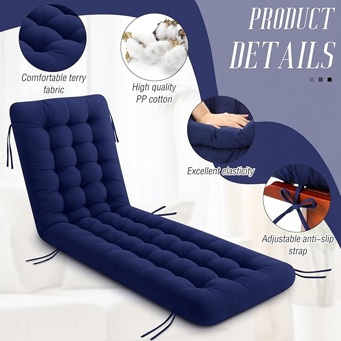 Vercraft Long Floor Cushion Large Floor Cushion with Brushed Cotton 74.8 x 27.5 x 3.15 in Jumbo Lounger Pillow for Outdoor Indoor Bay Window Meditation Yoga Reading Sleeping(1 Pc,Navy Blue)