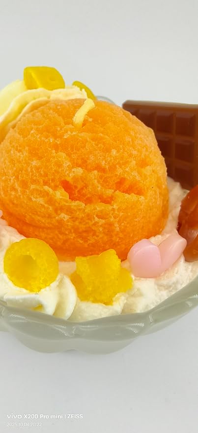 Generic Ice Cream Aromatherapy Candles, Glass Goblet, Decorative Dessert Shape, Fruits Fragrance, Birthday Festival Party Mother Gift (Fragrant Peach)
