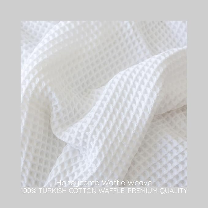100% Turkish Cotton Waffle Throw Blanket King Size White - Premium Quality, Light and Airy Waffle Weave All-Season Quilt - Lux Decorative Bedspread (White, King Size 95" x 110" Inch)