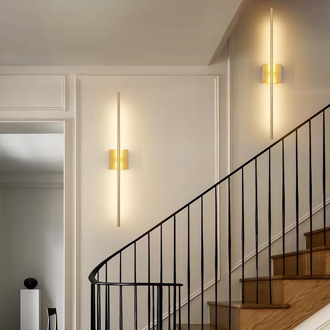 KARTOOSH 40.1 Inch Wall Sconces Battery Operated for Living Room Gold | Rechargeable Wireless Wall Lamp Set of 2, 3000K Warm White Dimmable Wall Light Remote Control Indoor Lighting for Bedroom