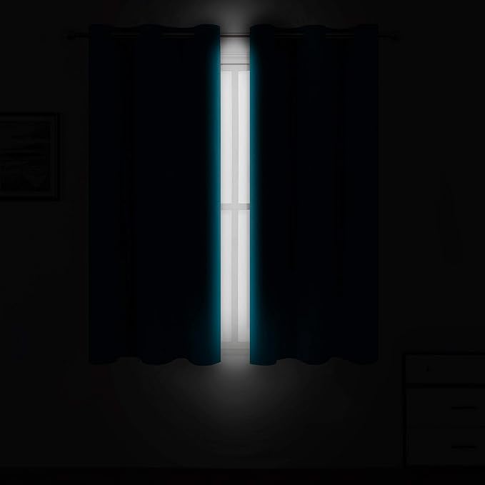 LEMOMO Teal Thermal Blackout Curtains/38 x 63 Inch/Set of 2 Panels Room Darkening Curtains for Bedroom