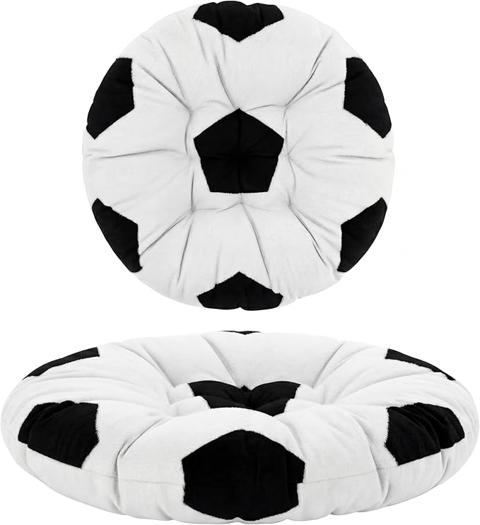 Funnymoom Soccer Party 2026 Decorations 35 Inch Extra Large Soccer Ball Floor Cushion Round Meditation Floor Cushion World Party Pillows Seating Sports Gifts for Adults for Reading Yoga Room Decor