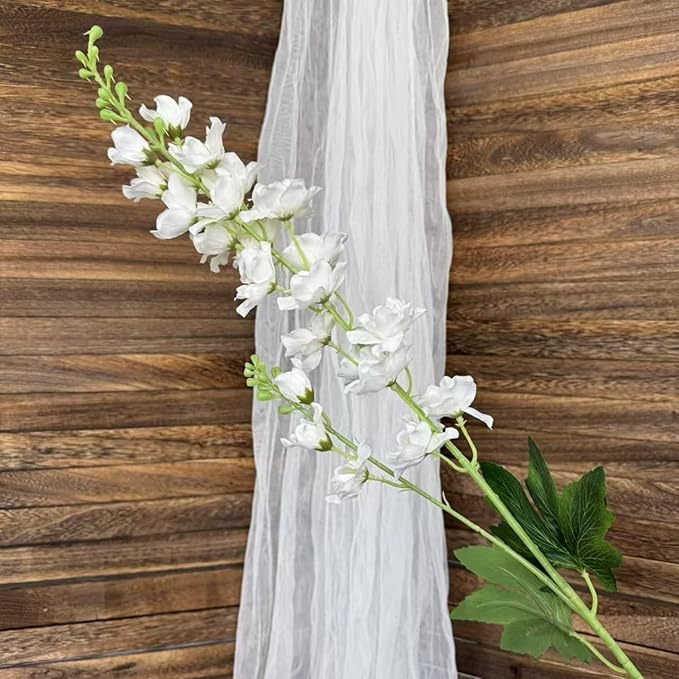 8 pcs White Delphinium Artificial Flowers, 34.25''Artificial Snapdragon Flowers Tall Fake Flowers Silk Flowers Faux Delphinium Bulk for Tall Vase Home Wedding Garden Table Decor (White)