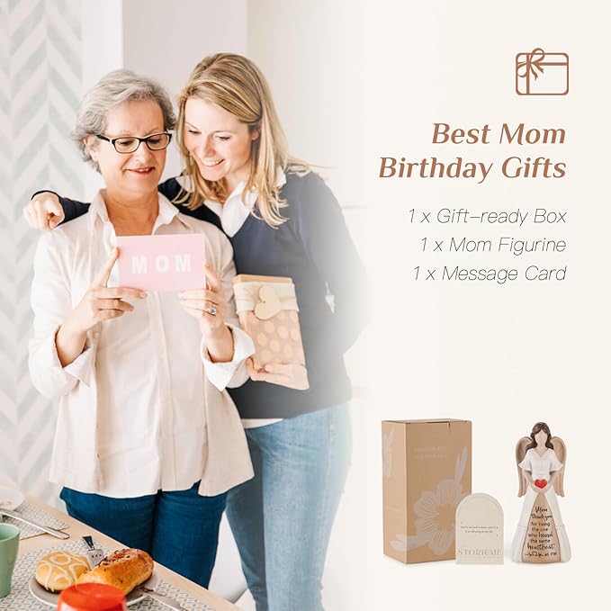 Storieme Gifts for Mom from Daughter Son: Thank You Moms Angel Figurines Statue - Sentimental Gift for Christmas Birthday Mothers Day Thanksgiving