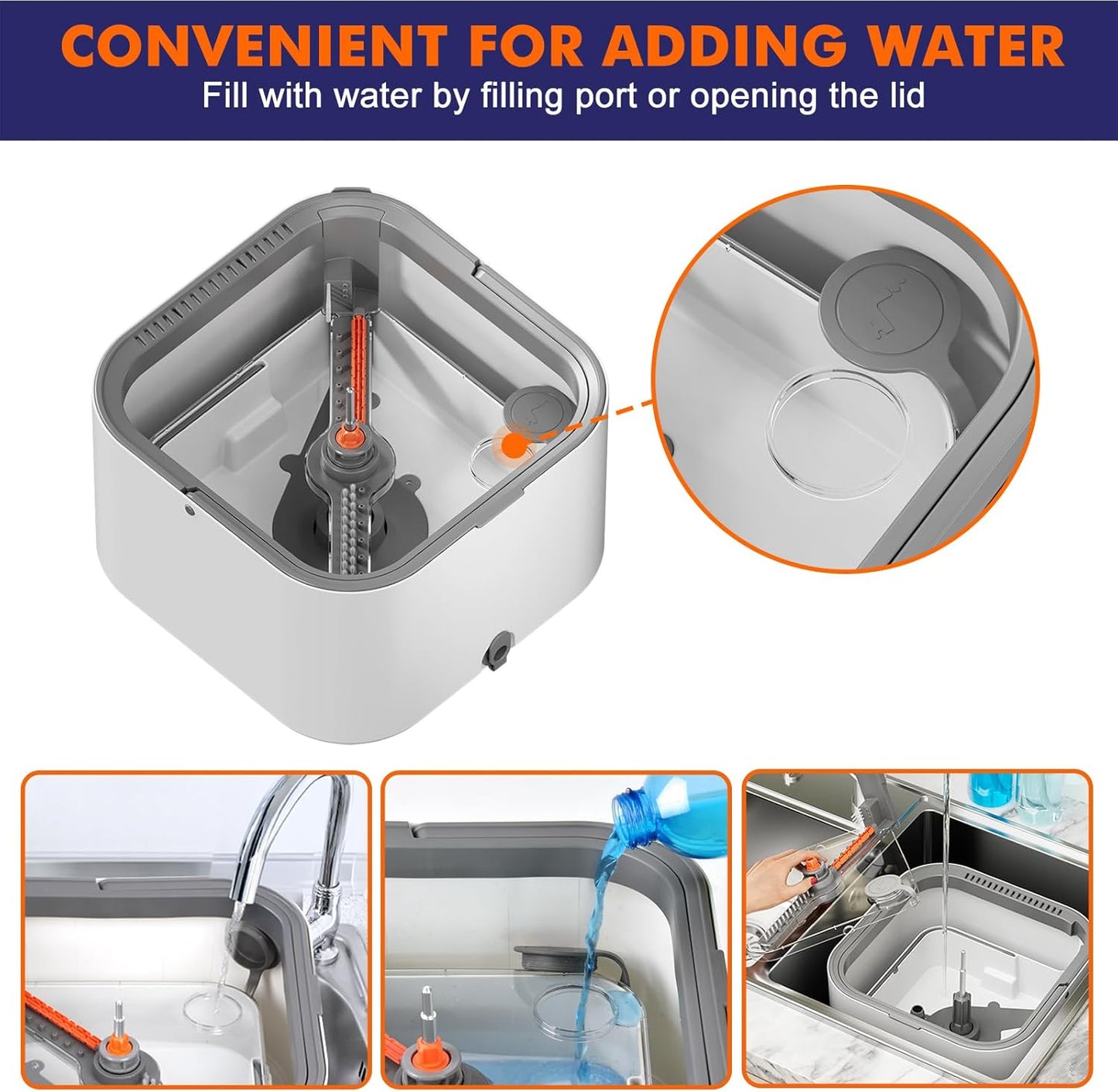 Upgraded Spin Mop and Bucket Self-Standing Mop Bucket Separate Dirty and Clean Water System Self Wringing 360° Rotating Clean Mop and Bucket Set (Light Gray, 14Pads Mop and Bucket Set)