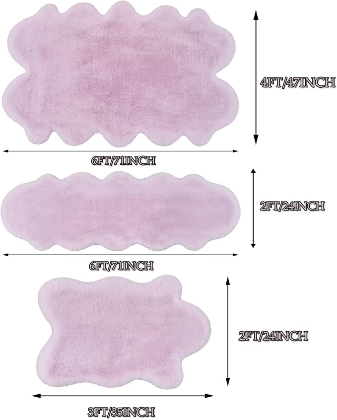 1700GSM Fuzzy Faux Sheepskin Fur Area Rug,Extra Soft Faux Fur Mat,Fluffy Shaggy Fur Rug for Bedroom Living Bedside Rug Room Decor-Lavender, 2 x6 ft