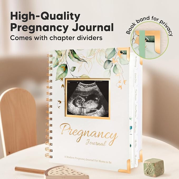 KeaBabies 12 Months Baby Picture Frame for Newborn Girl, Boy and Pregnancy Journal Memory Book - My First Year Photo Frame, Monthly Photo Keepsake - 90 Pages Pregnancy Book