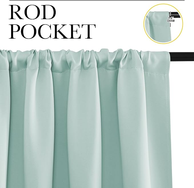 NICETOWN Kitchen Curtains, Short Blackout Curtains & Drapes, Aqua Blue, 42" Wide by 54" Long, 2 PCs, Thermal Insulated Blackout Curtain Panels for Kids Room, Play Room