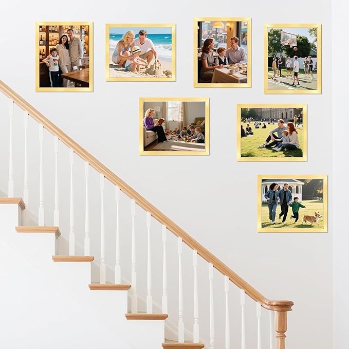 12x12 Picture Frame 2 Pack, Gold Photo Frames Collage for Wall Hanging, 12 x 12 Square Wall Gallery Poster Frame with Clear Plexiglass, Display Pictures 8x8 with Mat or 12x12 Without