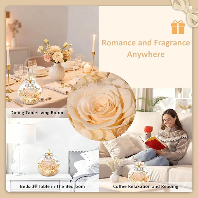 Mothers Day Rose Gifts for Mom Birthday Gift for Women Preserved Rose in Glass Dome with 2 Fragrances Eternal Purple Roses Forever Flowers for Delivery Mothers Day Flower Gifts for Mom Grandma Wife