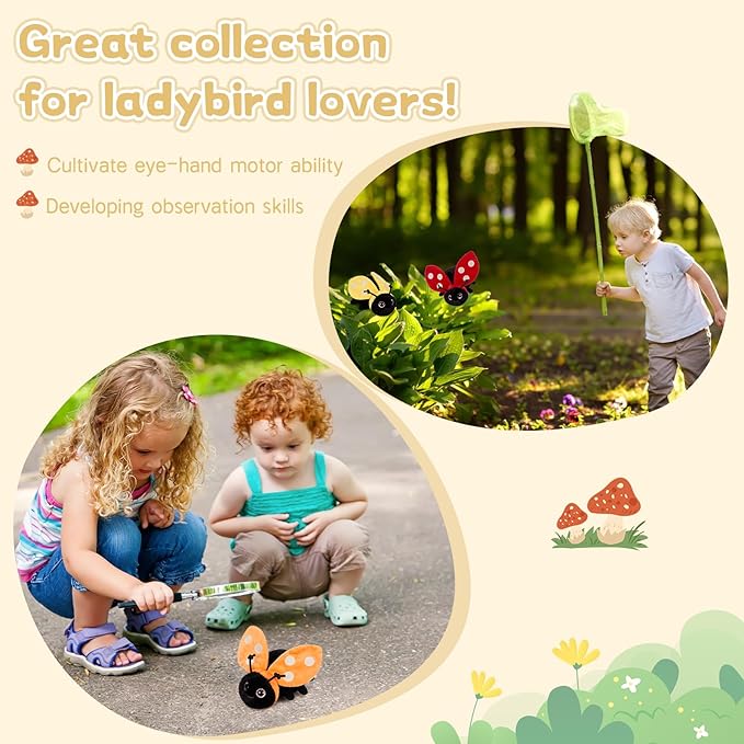 MaoGoLan 4Pcs Ladybug Stuffed Animal,Kawai Mother Ladybird Plush Toys Pillow with 3 Small Baby Lady Beetle Plushie Gift for Insect Lover,Decorations,Party Favor,Baby Shower,Glow-in-Dark Design