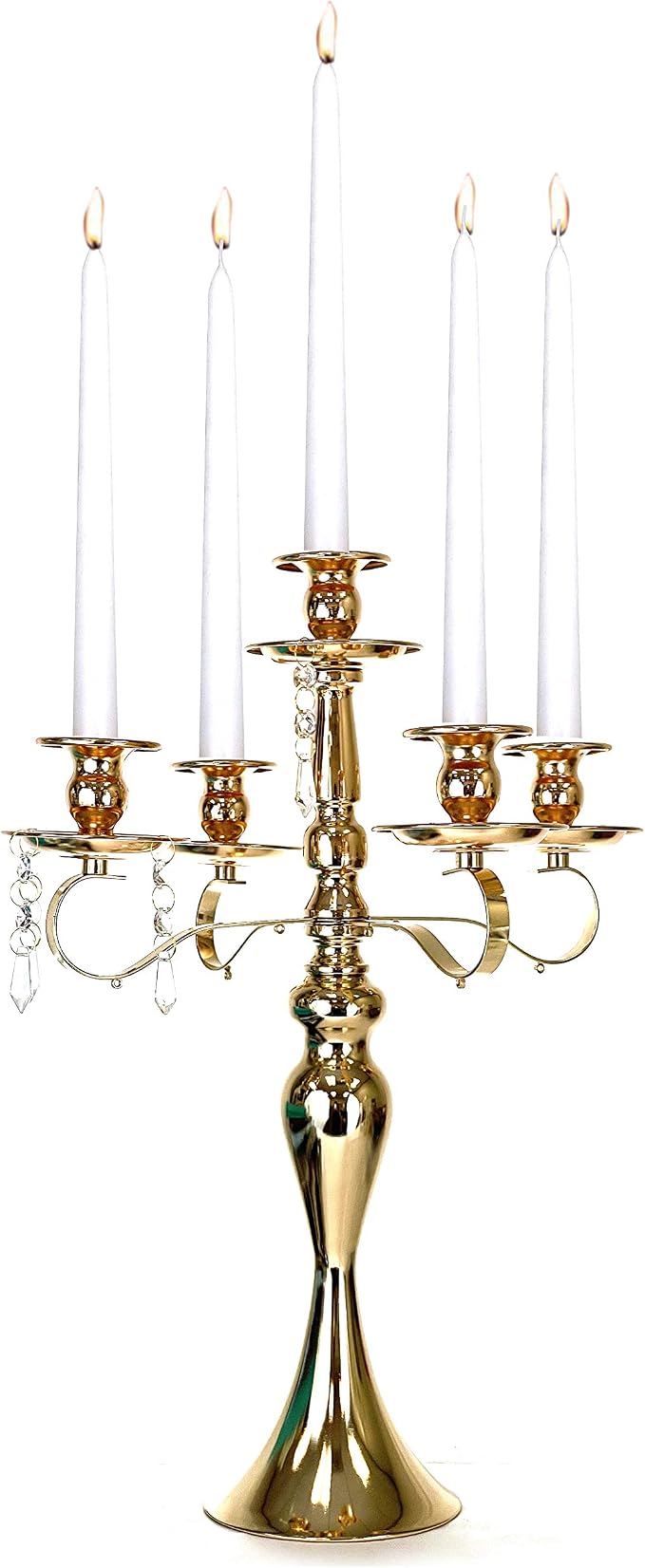 Allgala Candlestick 19" 5-Arm Gold Plated Taper Candle Holder Candlestick Candelabra for Home and Party Decoration Banquet Wedding Formal Dining