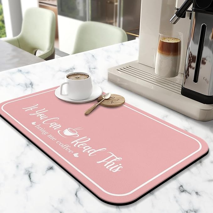 Coffee Bar Mat for Countertops 19inx12in,Absorbent Hide Stain Anti-Slip Cafe Bar Accessories Fit Under Coffee Machine Mat,dish drying mats for kitchen