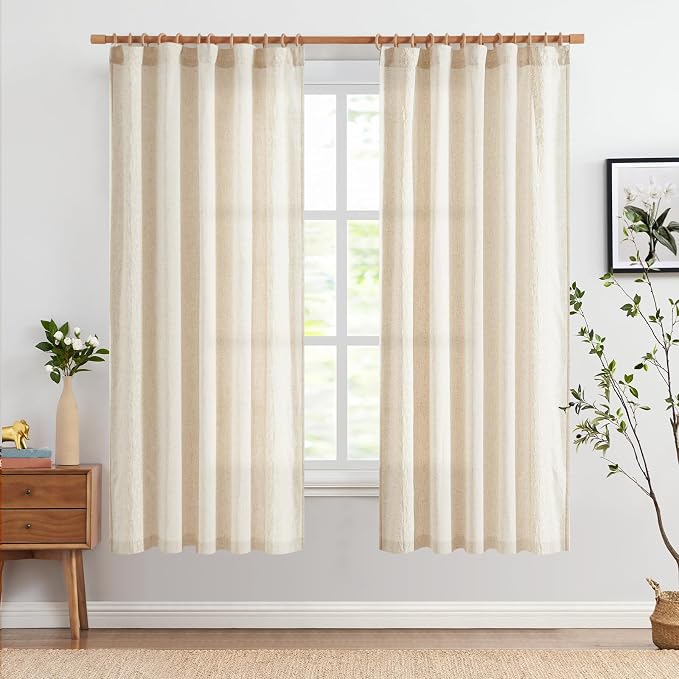 jinchan Weslie Boho Curtains for Bedroom Ivory Vintage Floral Farmhouse Curtains 72 Inches Long Linen Drapes for Living Room Embroidered Drapes Light Filtering Rod Pocket Ivory on Beige 2 Panels
