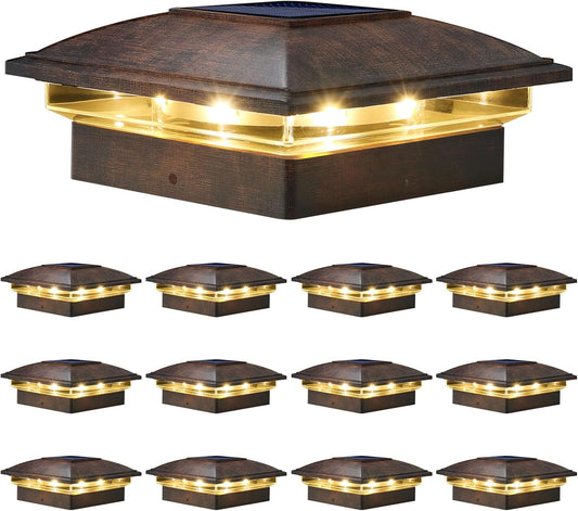 VOLISUN Solar Post Cap Light Outdoor 16pack,Solar Deck Fence - Post Lights Waterproof for 4x4 Wooden/4x4 Vinyl, with Warm White/Cool White for Garden/Patio/Porch