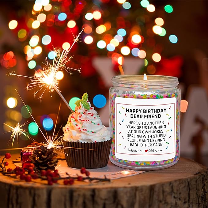 Homsolver Birthday Gifts for Women Men, Friendship Gift for Friends, Unique Christmas Female Coworker, Bestie, Happy Birthday Vanilla Cream Candles