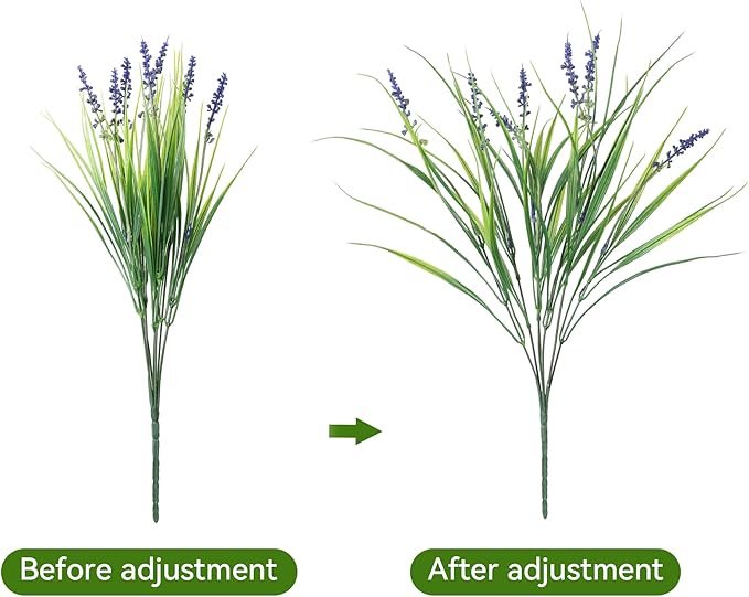 Ivydale 20PCS Artificial Plants Fake Flowers Monkey Grass for Outdoors,UV Resistant Realistic Purple Faux Greenery Shrubs Outside Decor for Home Garland Porch Patio Balcony Planter Yard Office Pathway