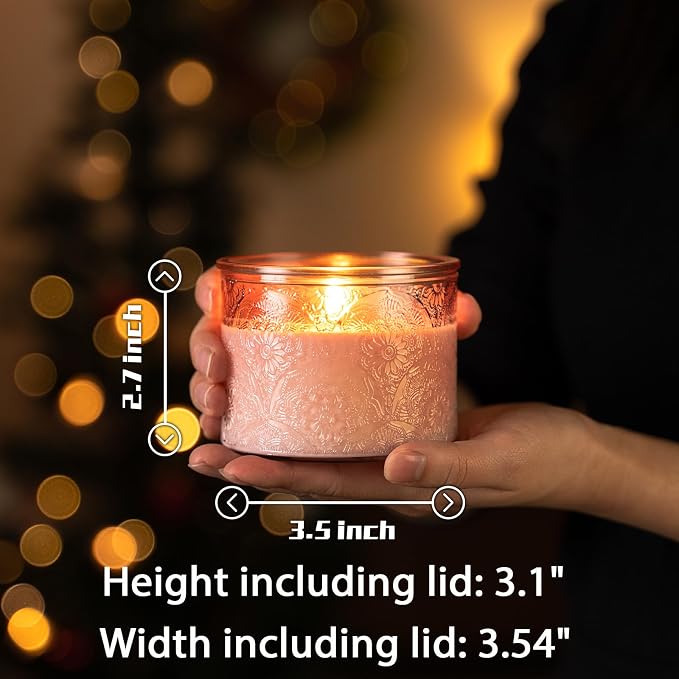 10 oz Pink Mandala Glass Candle Jars with Bamboo Lids, 9 Pack | Patented Embossed Design, Includes Wick Centering Devices & Warning Labels, Multiple Color Options