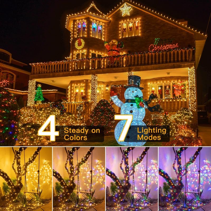 Ollny Christmas Lights, 210FT 640LED Color Changing Christmas Tree Lights with 11 Modes Remote Control, Waterproof Outdoor Light for Outside Indoor Patio Weddings Xmas Decorations