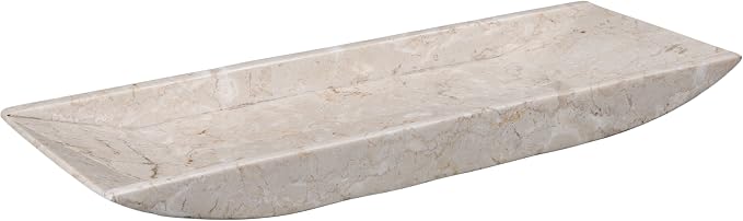Creative Home Natural Champagne Marble Rectangular Vanity Tray Towel Tray Boat Shaped Tray Bathroom Accessories Organizer for Bathroom Countertop, Kitchen Sink, Jewelry, 16.5" x 6.3" x 1.5" H, Beige