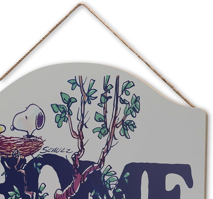 Peanuts Snoopy Home is With Friends Hanging Wood Wall Decor - Adorable Snoopy Sign for Home