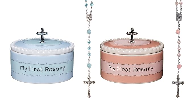Catholic Baptism Gift Set of My First Blue and Pink Rosaries with Matching Keepsake Boxes, Baby Baptism Gifts for Girl or Baptism Gifts for Boys - Unique Rosary Beads