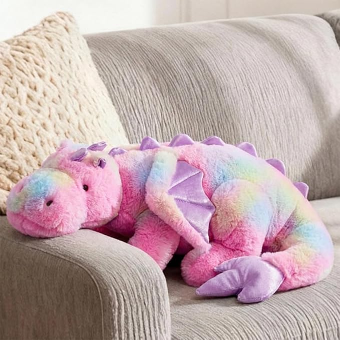 ARELUX Giant 50in 3Lb Big Colorful Pink Dragon Large Stuffed Animals Cute Plush Toy Fuzzy Jumbo Dinosaur Pillow Plushies with Wings Cuddly Soft Pterosaur Plushie for Friends Family Member