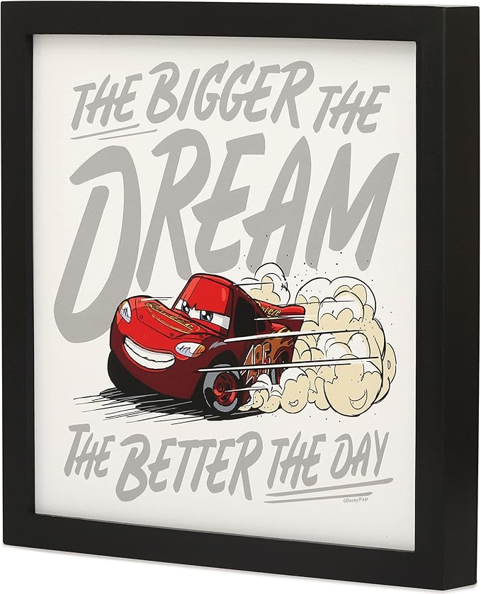 Disney Pixar Cars Lightning McQueen Framed Wall Decor - The Bigger The Dream, The Better The Day
