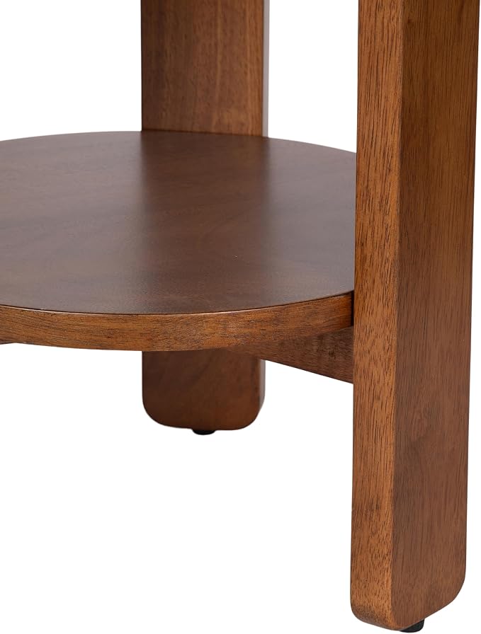 Kate and Laurel Foxford Tiered Round Side Table, 16 x 16 x 23, Walnut Brown, Transitional Two-Tier Circle Nightstand Table with Storage and Resilient Wood Construction for Bedroom Decor