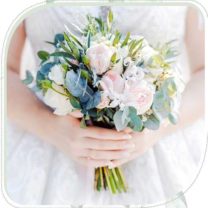 Giegxin 90 Pcs 3 Kinds Mixed Artificial Eucalyptus Leaves Stems Bulk Silver Dollar Leaves Picks Dried Eucalyptus Bundle Faux Spray for Wedding Vase Bouquet Floral Arrangement (Green)