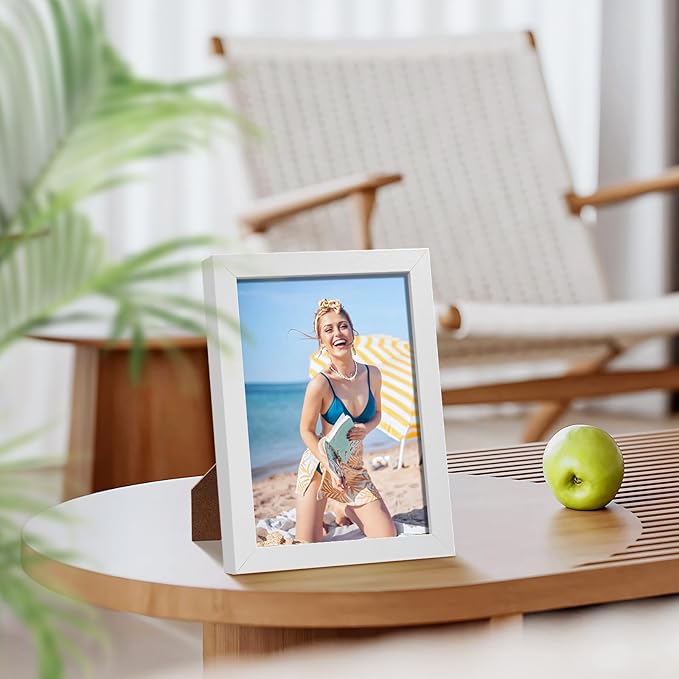 HappyHapi 4x6 Picture Frames Set of 10, Tabletop or Wall Display Pictures 3.5x5 with Mat or 4x6 Without, Multi Photo Frames Collage (White)