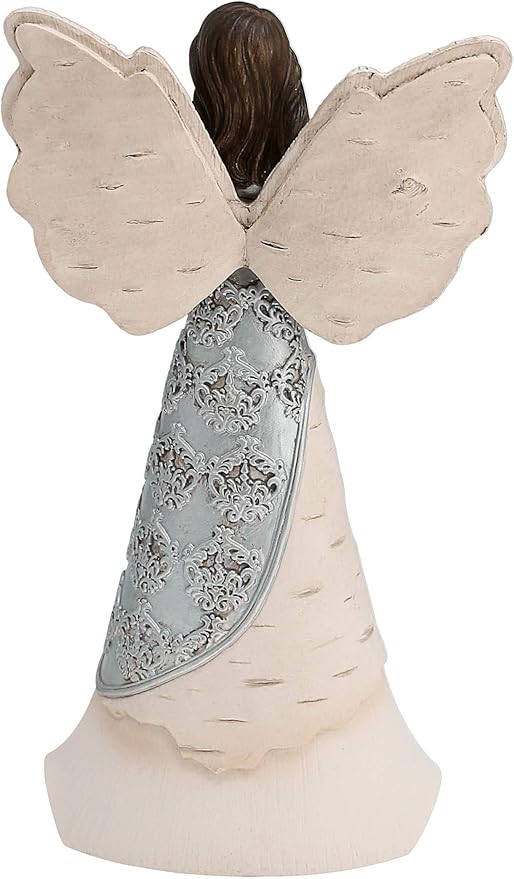 Pavilion - Elements Faith Angel Figurine - 6-1/2-Inch, Holding Cross, Inscription with God All Things are Possible