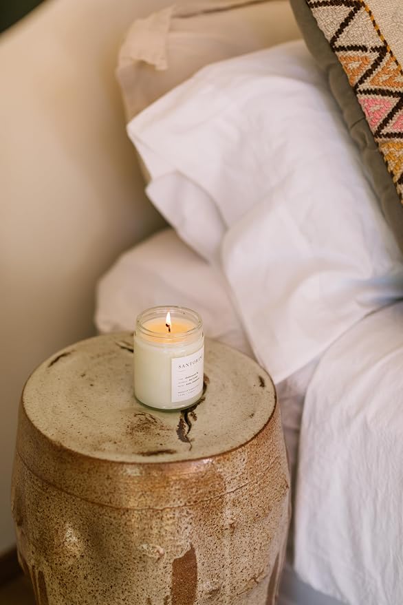 Brooklyn Candle Studio Santorini Jar Candle - Luxury Scented Candle, Vegan Soy Wax, Hand Poured in The USA, 50 Hour Slow Burn Time - 7.5oz