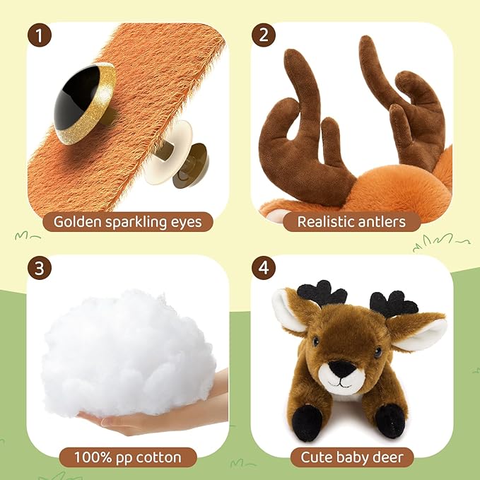 MorisMos 5 Pcs Large Deer Stuffed Animal, 18inch Mommy Deer Plush with 4 Fawns, Soft Fawn Plush Toys Gifts for Kids, Girls, Boys