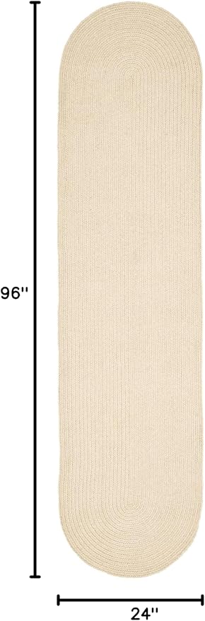 Superior Jute Oval Indoor Runner Rug, Cream