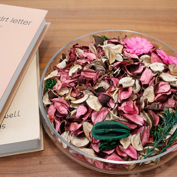 Qingbei Rina Spring Potpourri Bags,Rose Scented Decorative Potpourri Dried Flowers,Pink Bowl Filler,Vase Fillers,Home Fragrance Sachet,(8.4 oz)