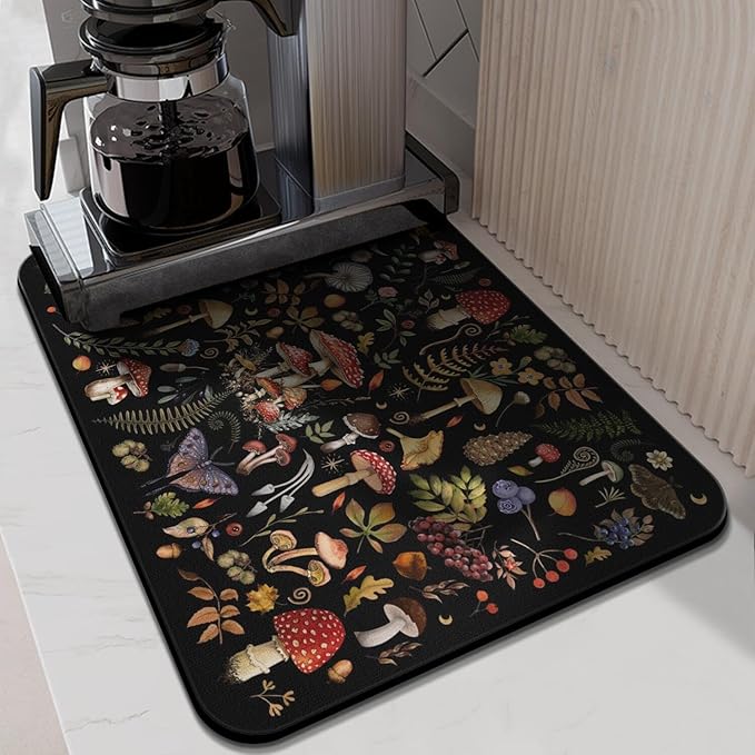 Fun Coffee Mat 24inx18in,Coffee Bar Mat for Countertops,Absorbent Hide Stain Anti-Slip Coffee Bar Accessories Fit Under Coffee Machine Mat,dish Drying Mats for Kitchen
