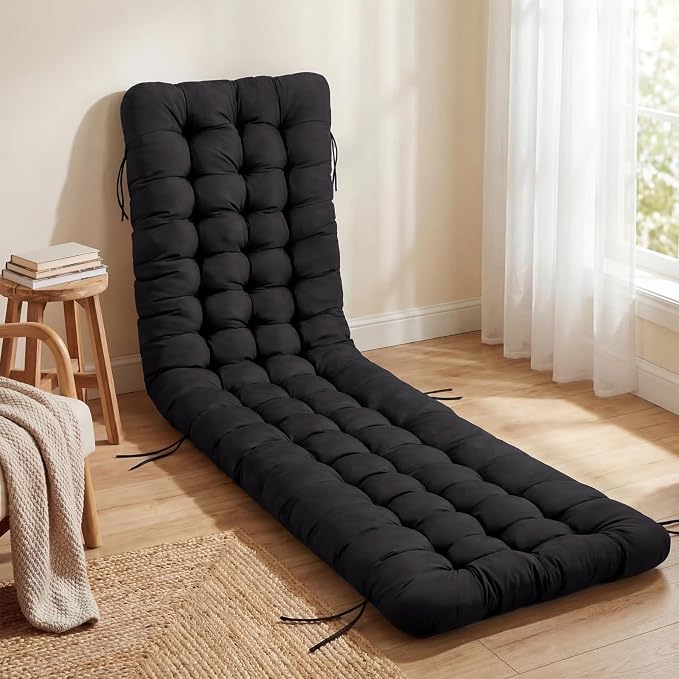 Wenqik Long Floor Cushion Large Floor Cushion with Brushed Cotton 74.8 x 27.5 x 3.15 in Jumbo Lounger Pillow for Outdoor Indoor Bay Window Meditation Yoga Reading Sleeping(Black)
