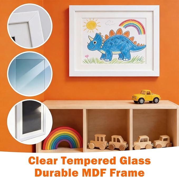 Kids Art Frames 8.5x11, 4-Pack Front Opening Changeable Picture Frames for Kids Artwork, Holds 150 Pieces Each, Artwork Storage and Wall Display Frame for Drawings, Portfolio, Black & White